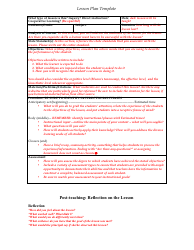 Document preview: Lesson Plan Template - With Reflection
