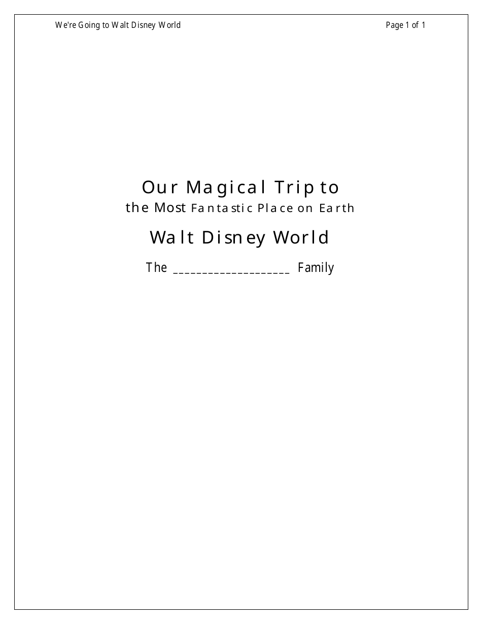 Disney World Vacation Planning Toolkit Download Fillable PDF