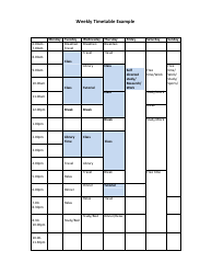 Weekly Timetable Template, Page 2