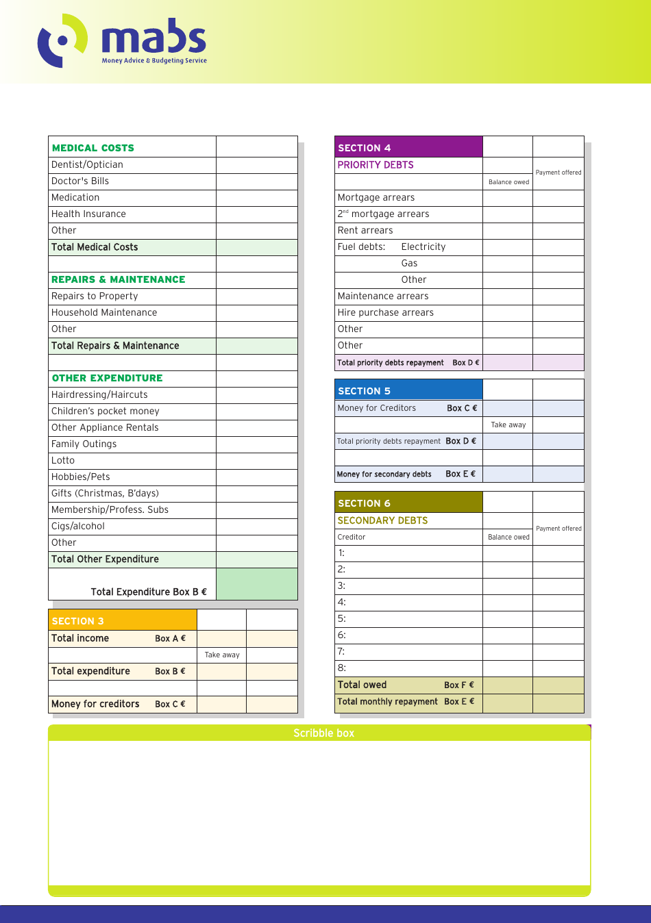 Budget Sheet Template (Euro), Page 2
