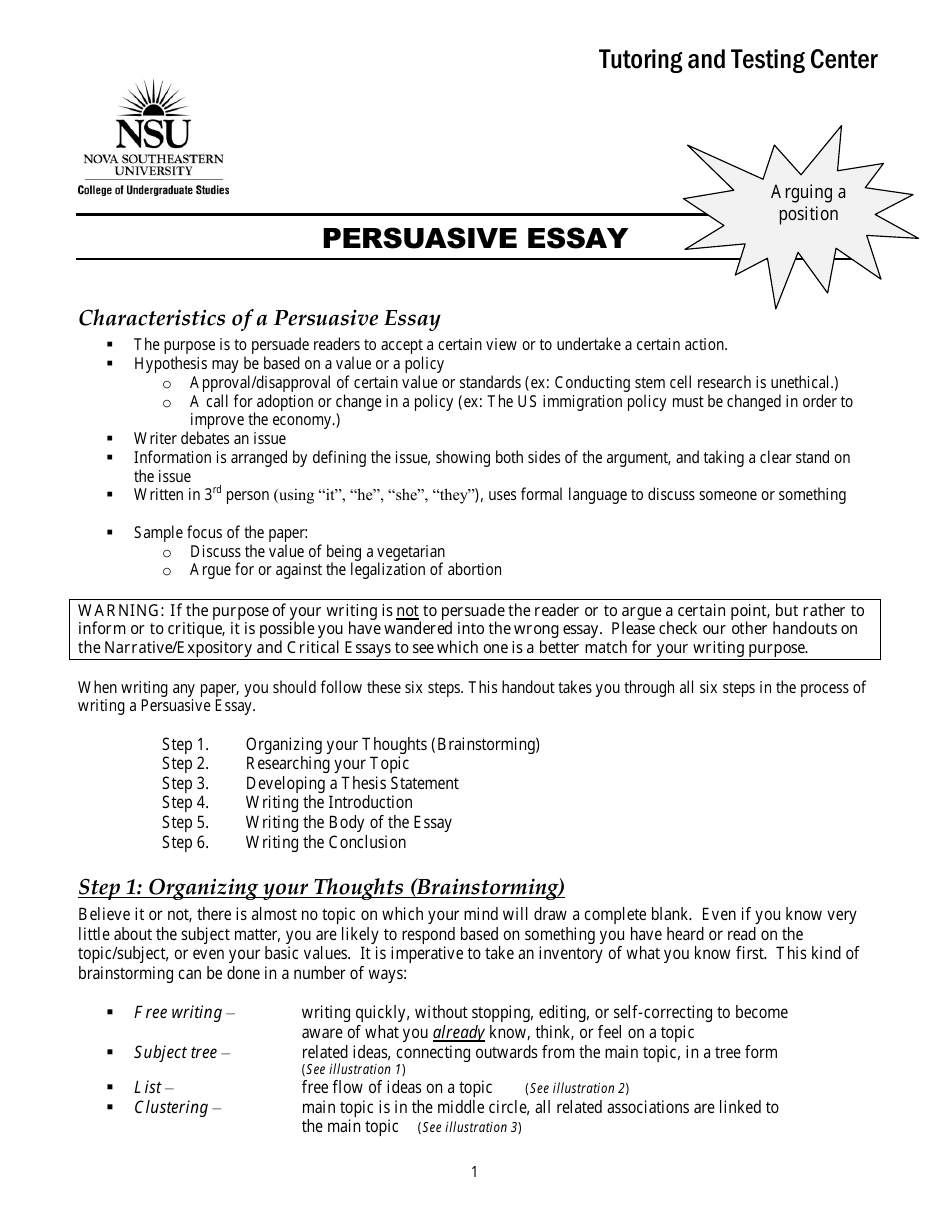 Persuasive Essay Plan, Page 1