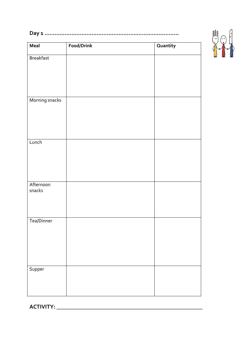 Food Diary for Children, Page 3