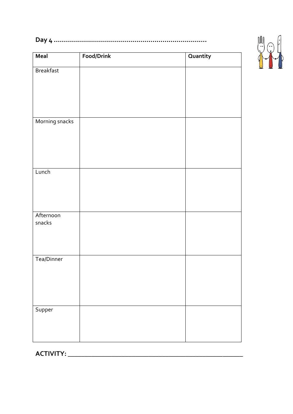 Food Diary for Children, Page 6