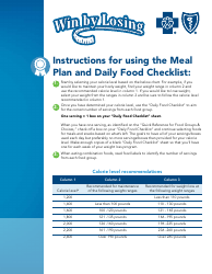 Document preview: Daily Food Checklist