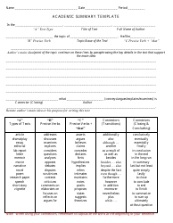Document preview: Academic Summary Template