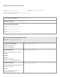 Document preview: Elementary Lesson Plan Template