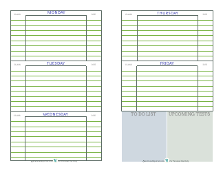 Document preview: Class Weekly Planner Template