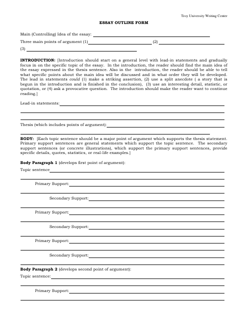 Essay Outline Form Download Pdf
