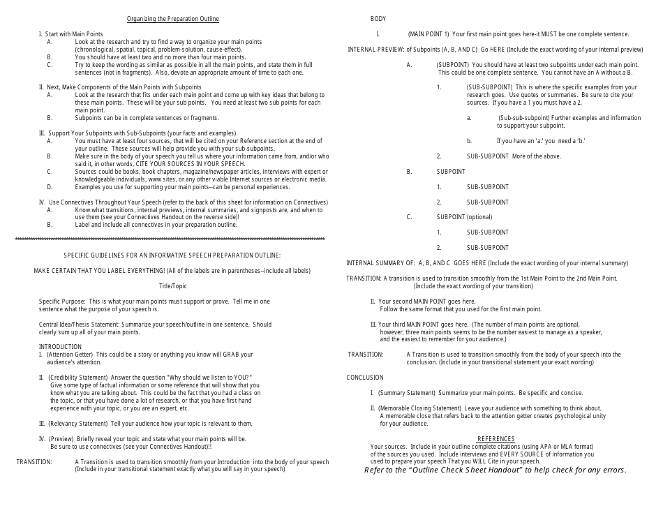 Informative Speech Outline - 5-7 Minutes, Page 6