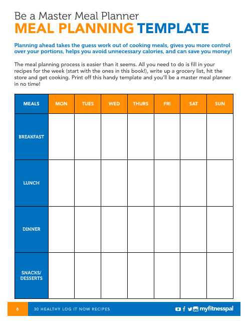 Meal Planning Template Download Pdf