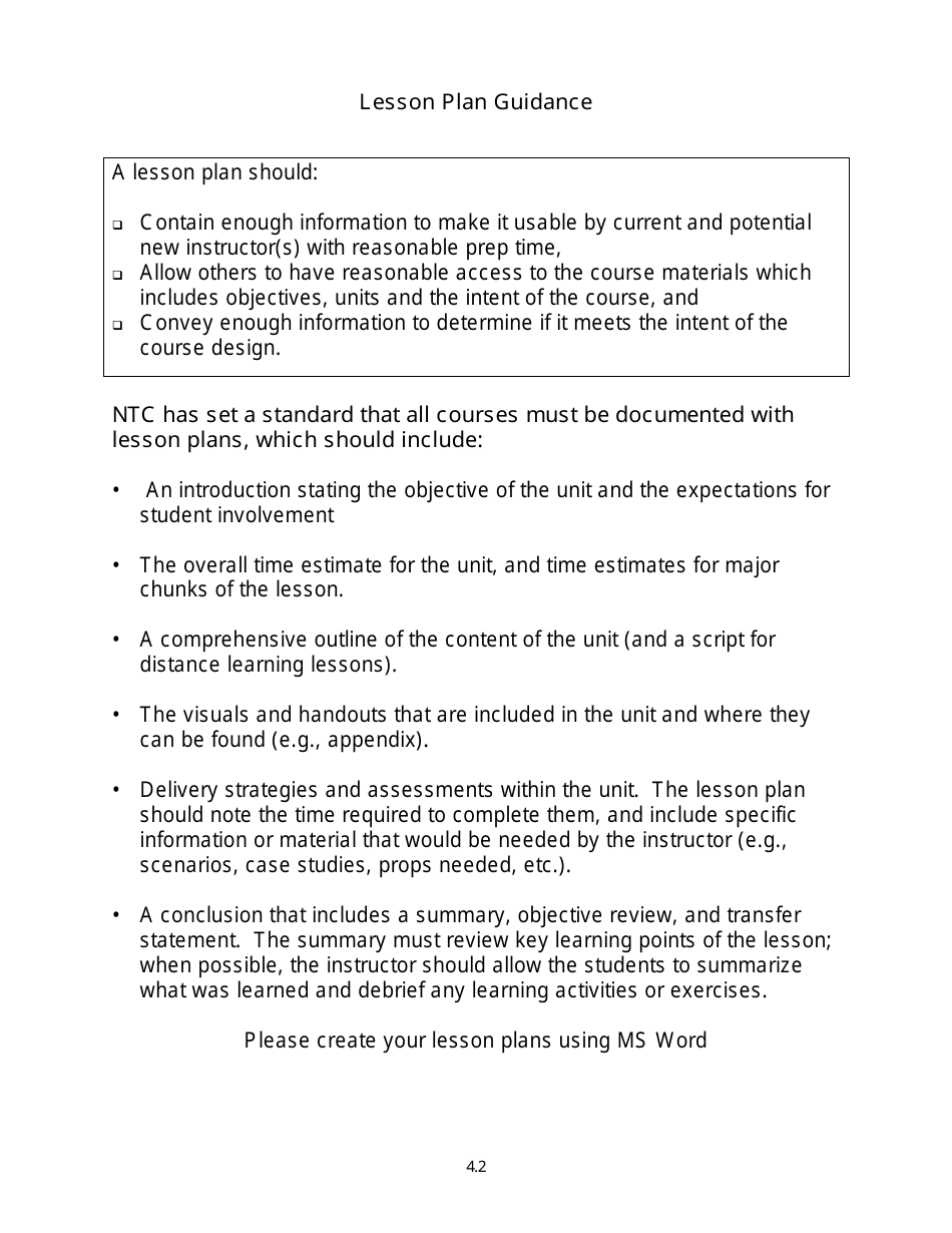 Lesson Planning Template - Ten Reasons for a Lesson Plan, Page 3