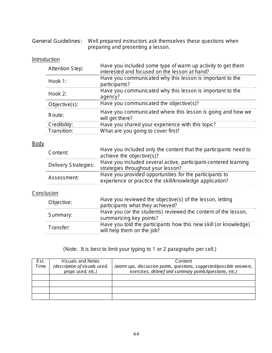 Lesson Planning Template - Ten Reasons for a Lesson Plan, Page 5