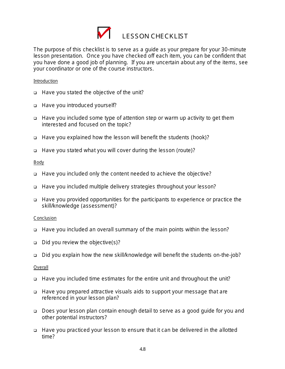 Lesson Planning Template - Ten Reasons for a Lesson Plan, Page 9