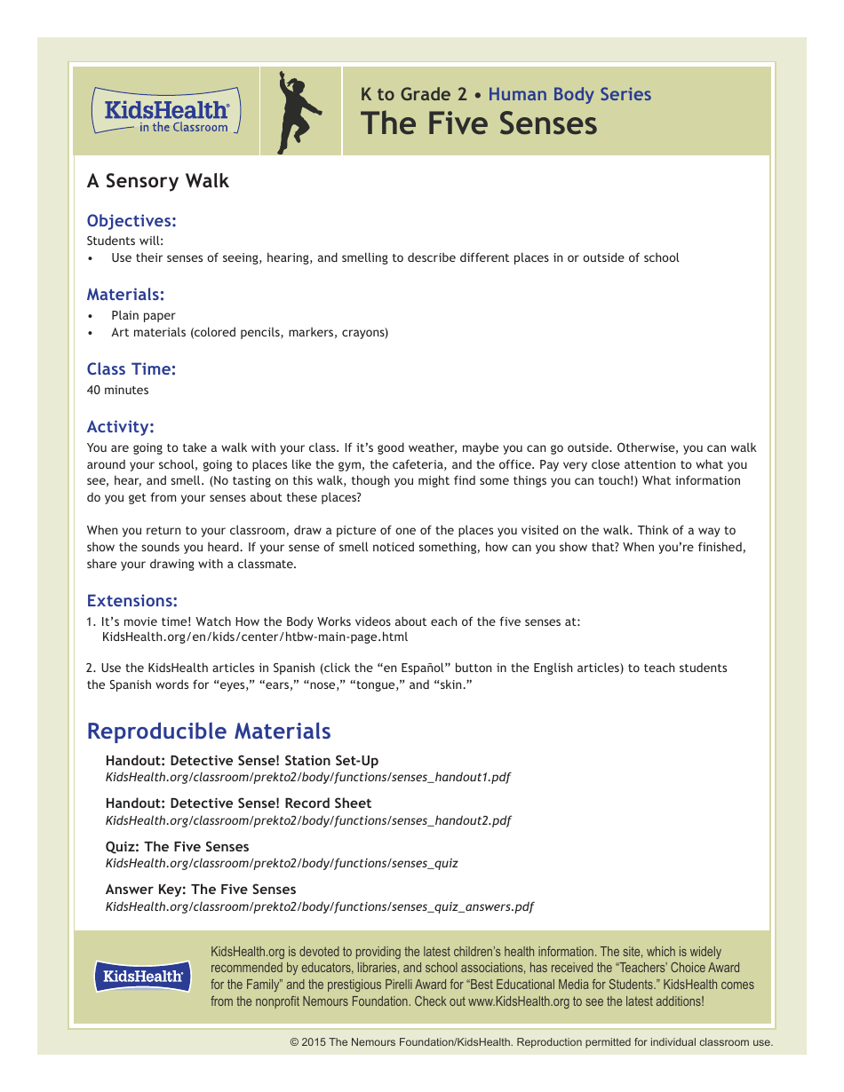 Human Body Five Senses Lesson Plan - Kidshealth, Page 3