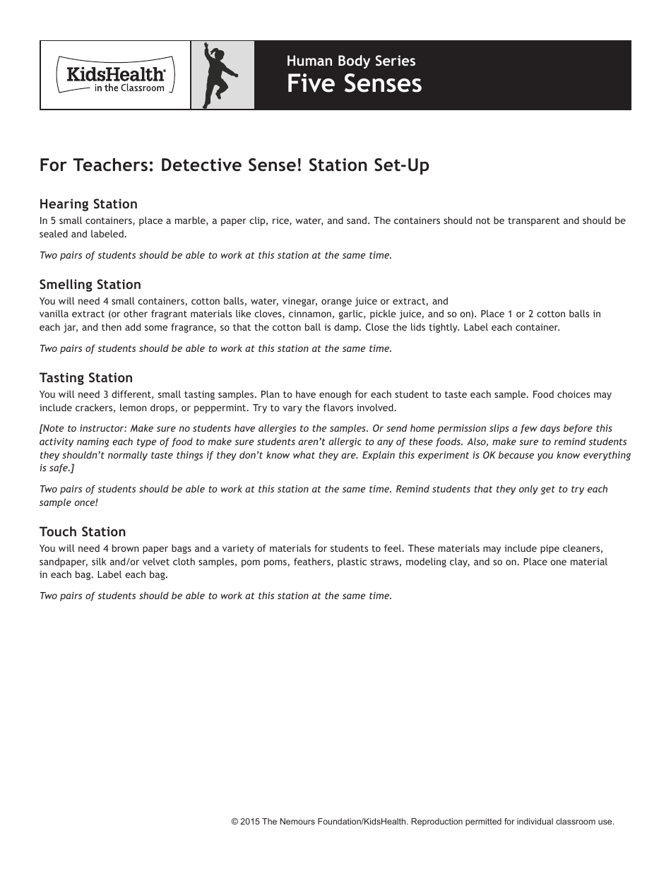 Human Body Five Senses Lesson Plan - Kidshealth, Page 5
