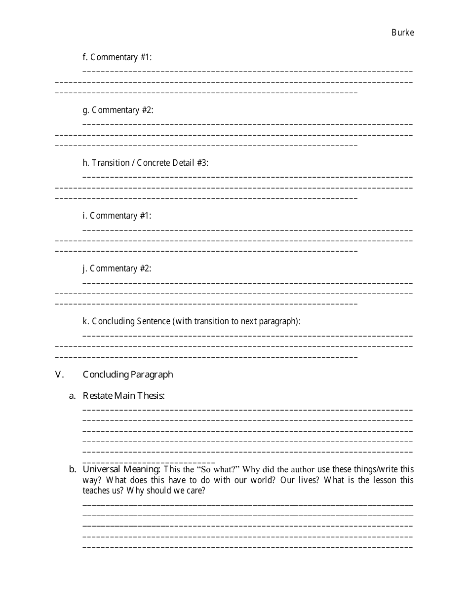 5 Paragraph 3 Chunk Essay Outline, Page 5