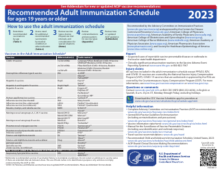 Document preview: Form CS310021-C Recommended Adult Immunization Schedule for Ages 19 Years or Older - Color, 2023