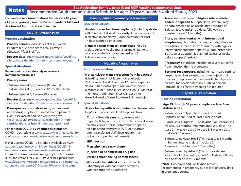 Form CS310021-C Recommended Adult Immunization Schedule for Ages 19 Years or Older - Color, Page 4