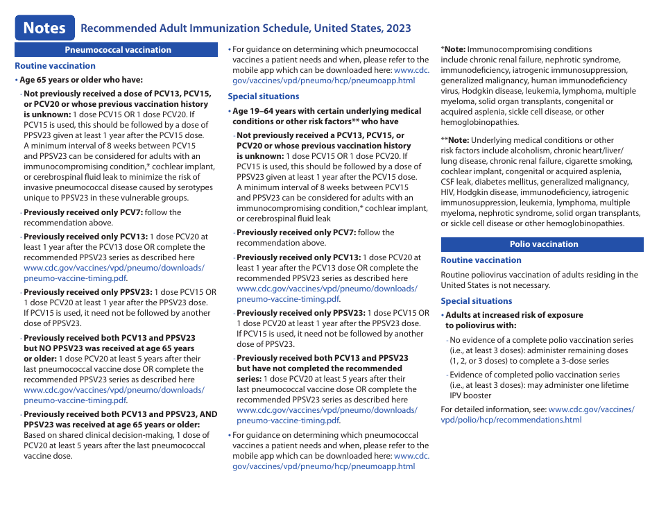 Form CS310021-C Recommended Adult Immunization Schedule for Ages 19 Years or Older - Color, Page 7