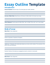 Document preview: Essay Outline Template - Blue