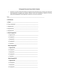 Document preview: 5-paragraph Persuasive Essay Outline Template