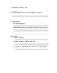 Argumentative Essay Outline Template - Five Paragraphs, Page 2