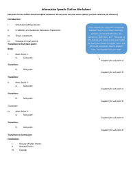 Document preview: Informative Speech Outline Worksheet