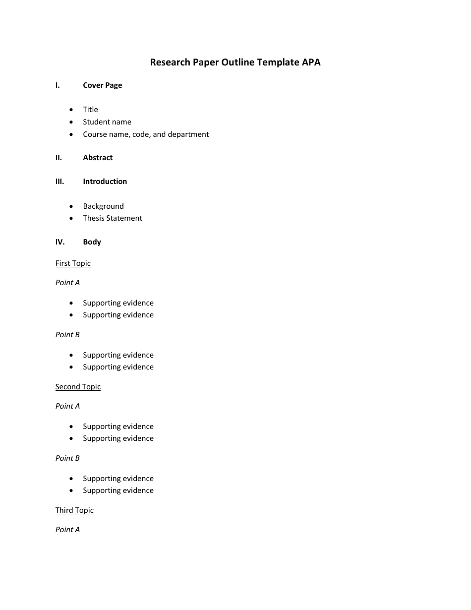 Research Paper Outline Template - APA Preview