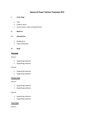 Document preview: Research Paper Outline Template - Apa