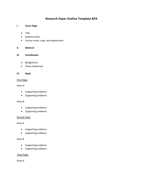 Research Paper Outline Template - APA Preview
