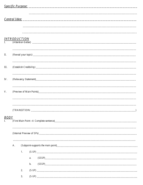 Informative Speech Outline Template - Lined Paper