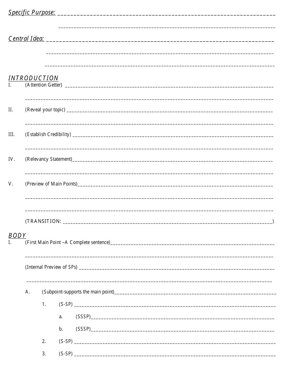 Informative Speech Outline Template Lined Paper Download Printable Pdf Templateroller 2134