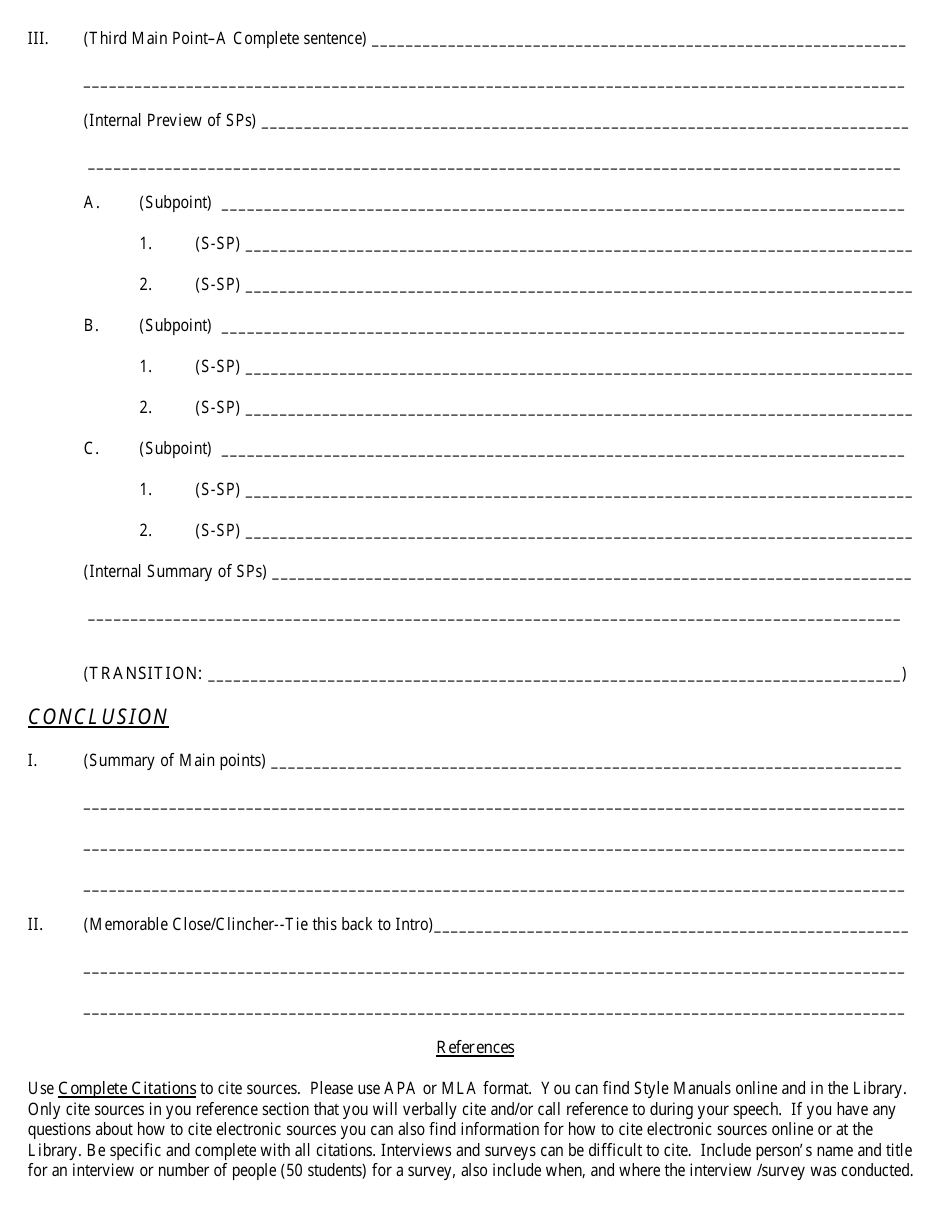 Informative Speech Outline Template Lined Paper Download Printable Pdf Templateroller 4584