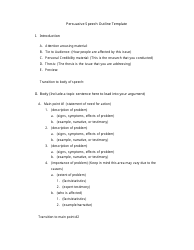 Persuasive Speech Outline Template - Three Points