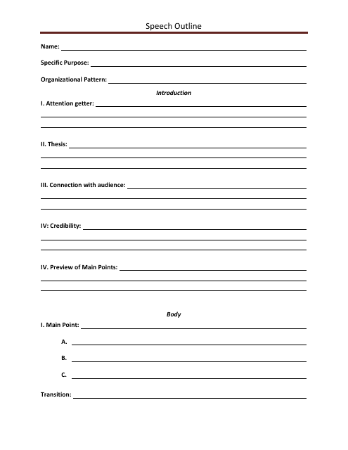 Speech Outline Template - Red