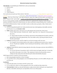 Document preview: Rhetorical Analysis Essay Outline
