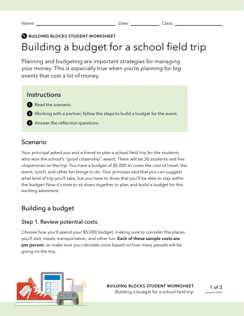 Building a Budget for a School Field Trip Download Pdf