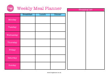Document preview: Weekly Meal Planner and Shopping List Template - Pink