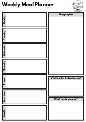 Document preview: Weekly Meal Planner and Shopping List Template - Navigate the Numbers
