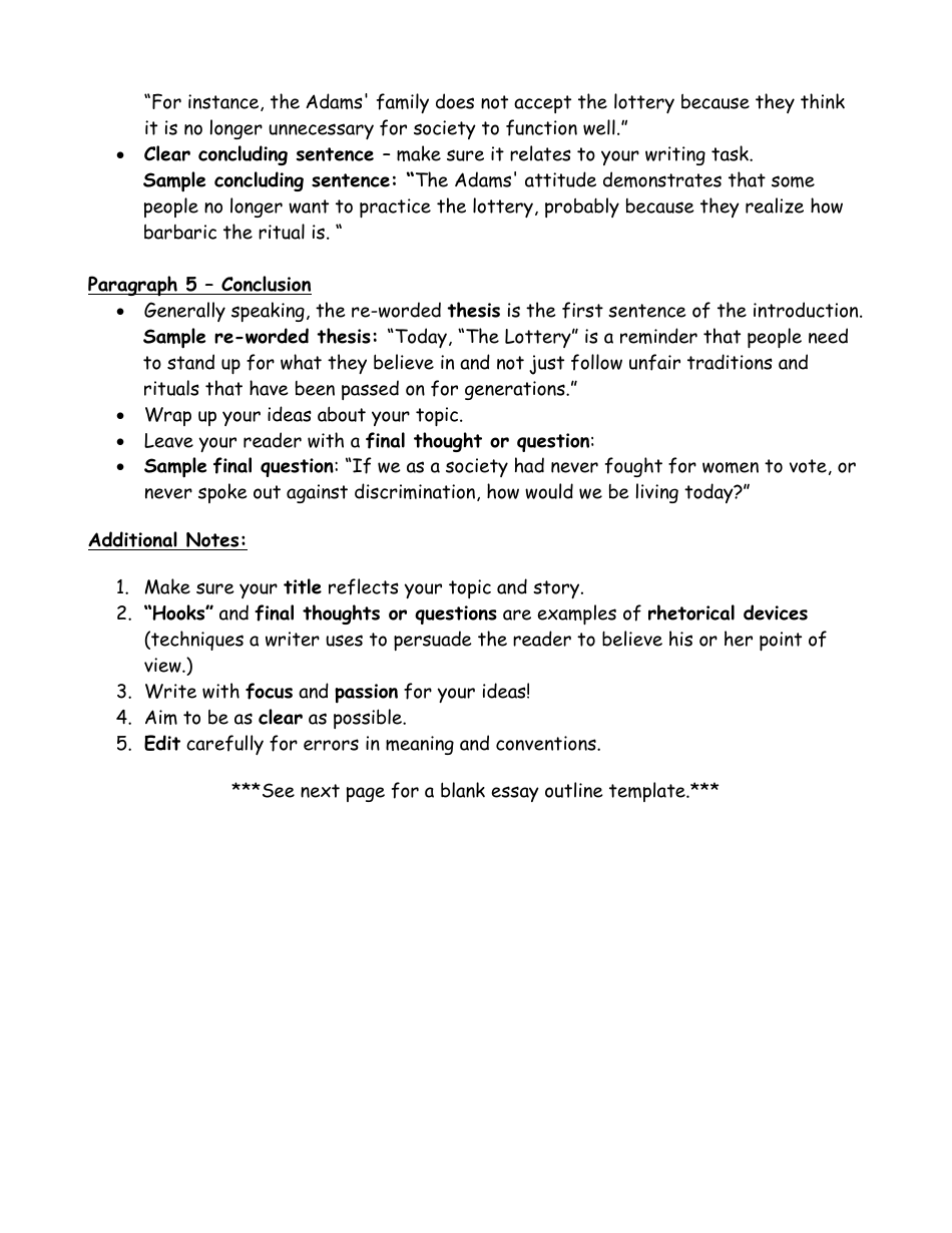 outline structure for literary analysis essay