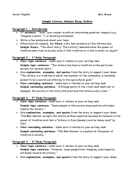 Document preview: Sample Literary Analysis Essay Outline