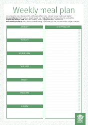 Document preview: Weekly Meal Plan Template - Queensland, Australia