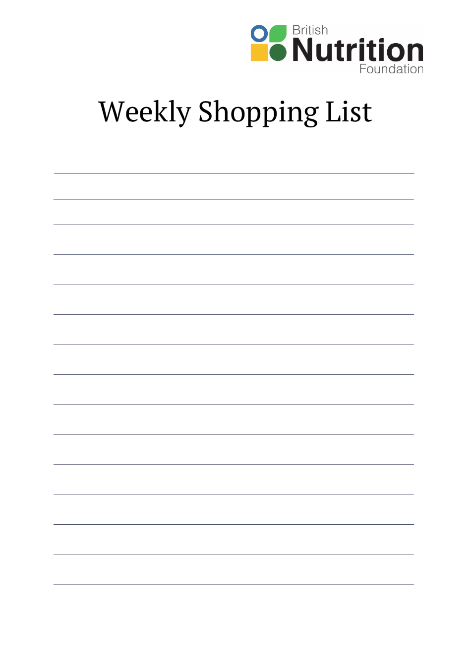 Weekly Meal Planner and Shopping List Template - Nutrition Foundation, Page 2