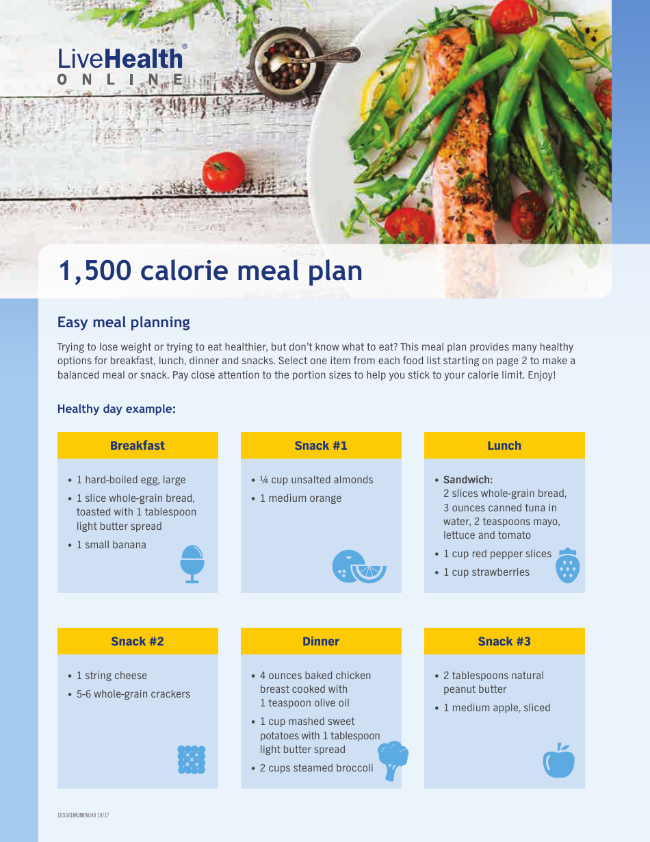 1,500 Calorie Meal Plan, Page 1