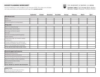 Document preview: University Budget-Planning Worksheet - Ubc