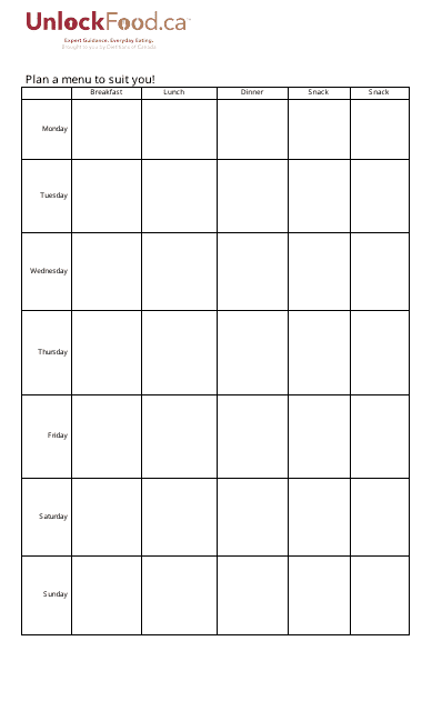 Weekly Meal Planner Template Preview