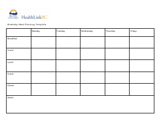 Weekday Meal Planning Template - British Columbia, Canada, Page 3