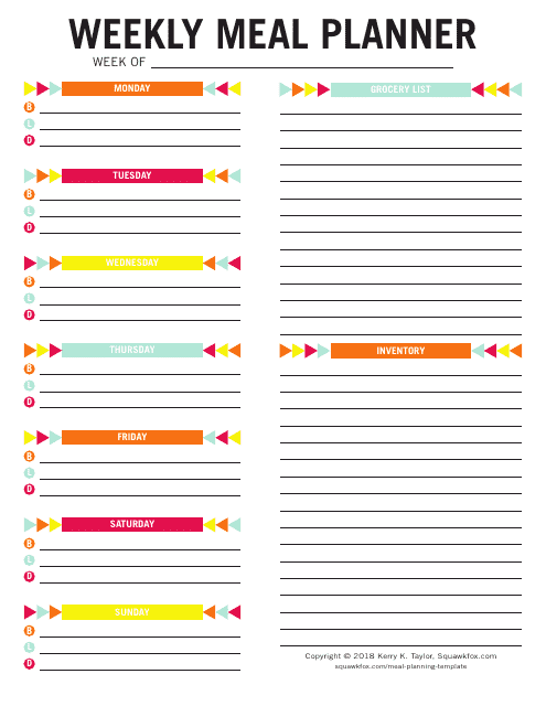 Weekly Meal Planner Template - Kerry K. Taylor