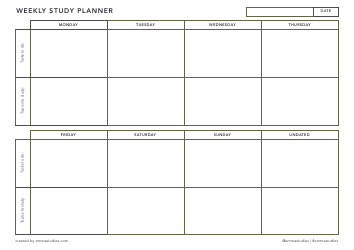 Study Planner Templates, Page 2