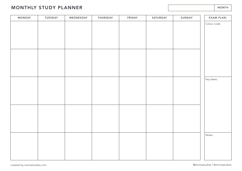 Study Planner Templates, Page 3